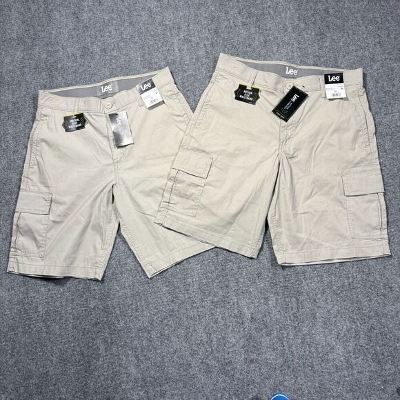 Lee Cargo Shorts Mens 32 Beige Khaki Active Stretch Motion Flex - Picture 1 of 10